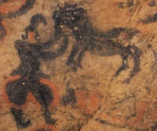 竹原古墳壁画の馬と馬丁